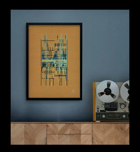 modern mondrian style abstract art print made with the silkscree process