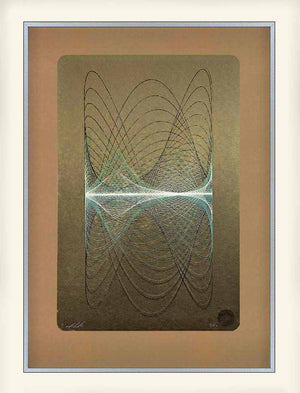 gold geometric sound inspired waveform abstract art print